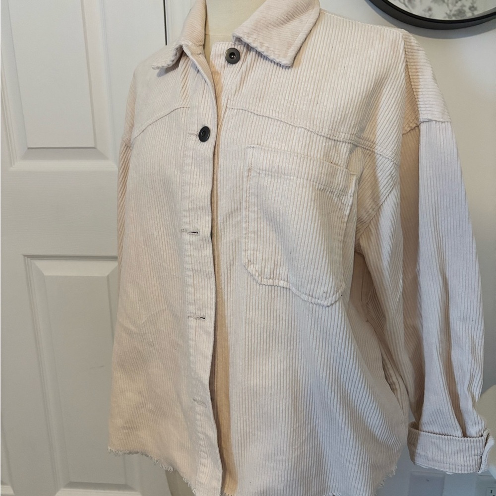 Zara Off-White Corduroy Shirt